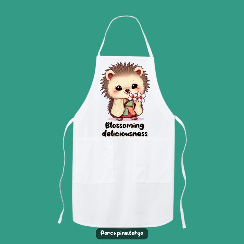 Funny Porcupine Kimono Apron: Cook with Floral Elegance