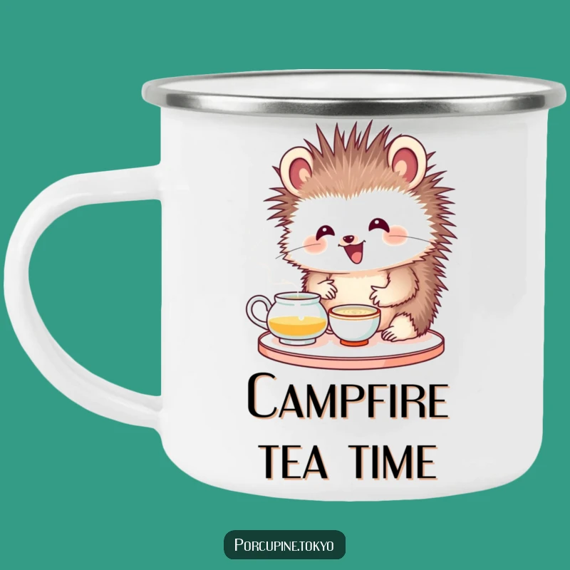 Funny Porcupine Tea Ceremony Camping Mug: Serene Sips Outdoors