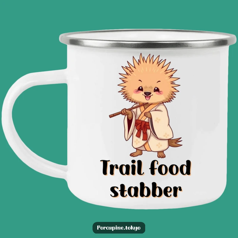 Funny Playful Porcupine Kimono Camping Mug - Chopstick Fun Outdoor