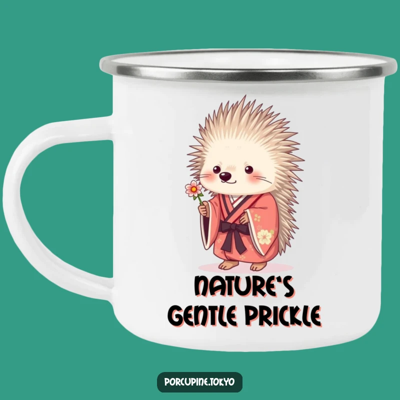 Funny Porcupine Camping Mug: Outdoor Flower Kimono Cup, Humorous Gift