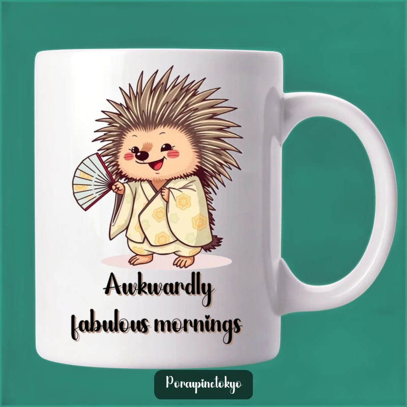Funny Porcupine Kimono Fan Mug: A Hilarious Gift for Kimono Lovers