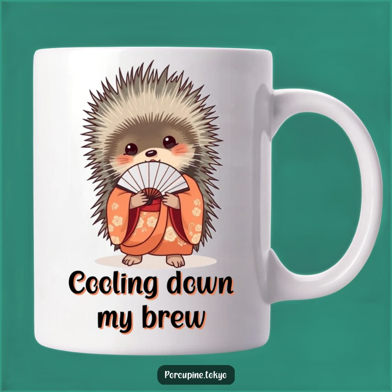Funny Elegant Porcupine Kimono Mug - Fan Holder Sophisticated Gift