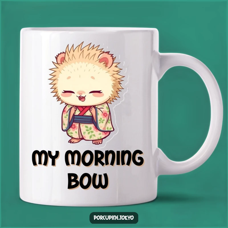 Funny Porcupine Floral Kimono Mug: A Graceful Bow for Your Morning Brew