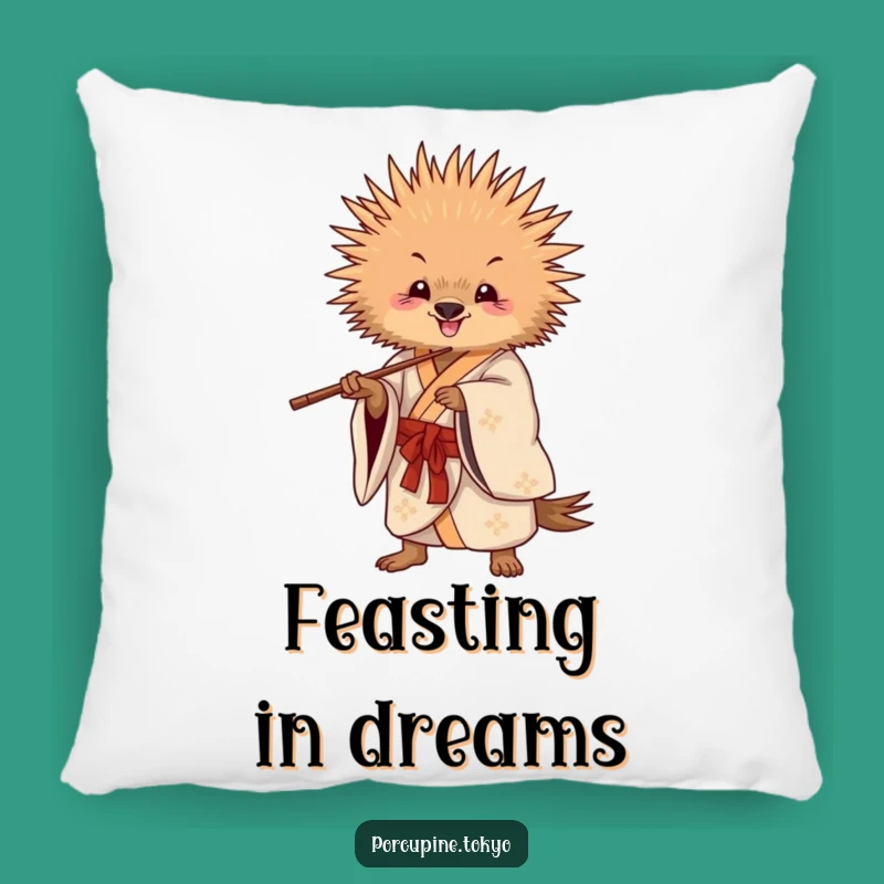 Funny Playful Porcupine Kimono Pillow - Chopstick Fun Comfort