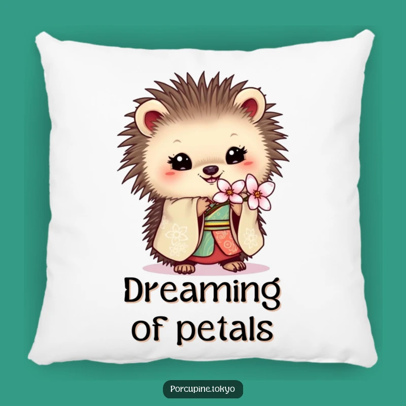 Funny Porcupine Kimono Pillow: Cozy Comfort with Floral Elegance