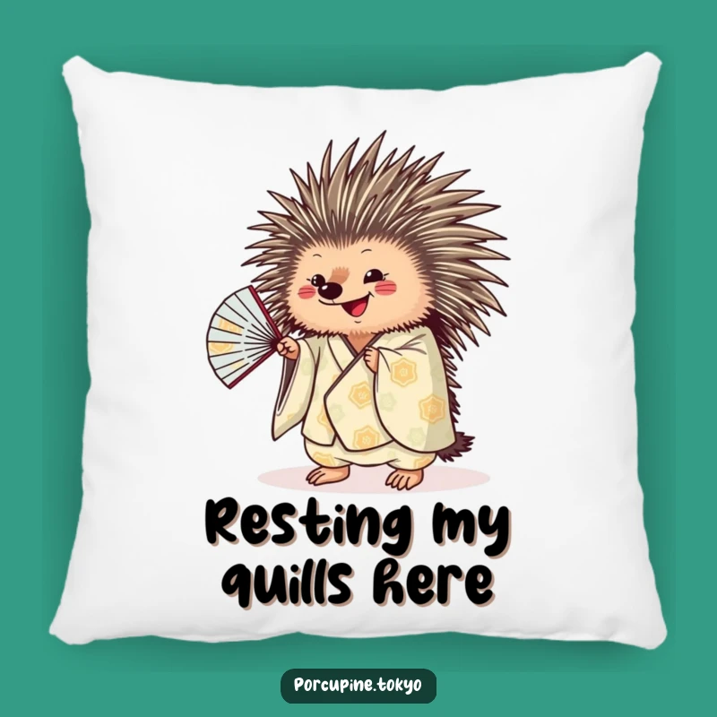 Funny Porcupine Pillow: Cozy Kimono Fan Cushion, Hilarious Home Decor Gift