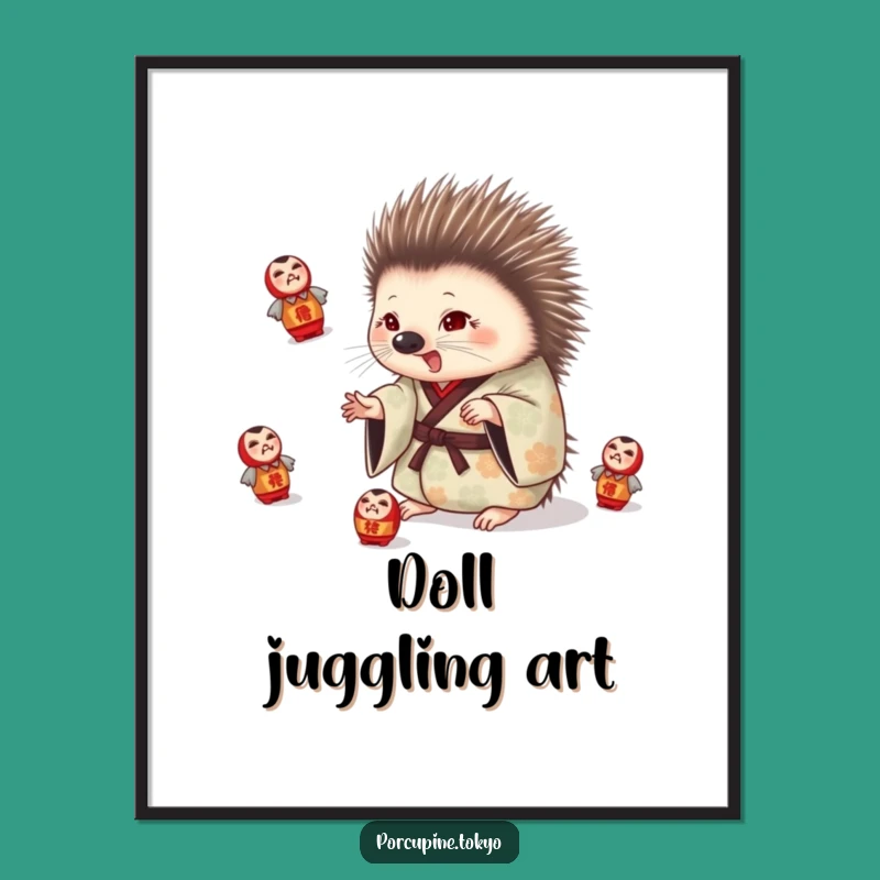 Funny Porcupine Juggling Digital Print: Playful Art for Your Space