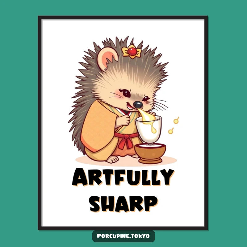Funny Kimono Porcupine Digital Print: Instant Humor for Your Walls
