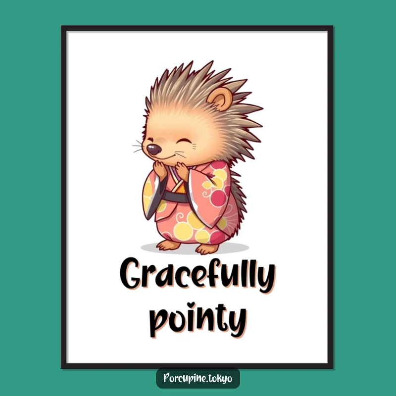 Funny Porcupine Kimono Digital Art: Graceful Decor, Hilarious Gift
