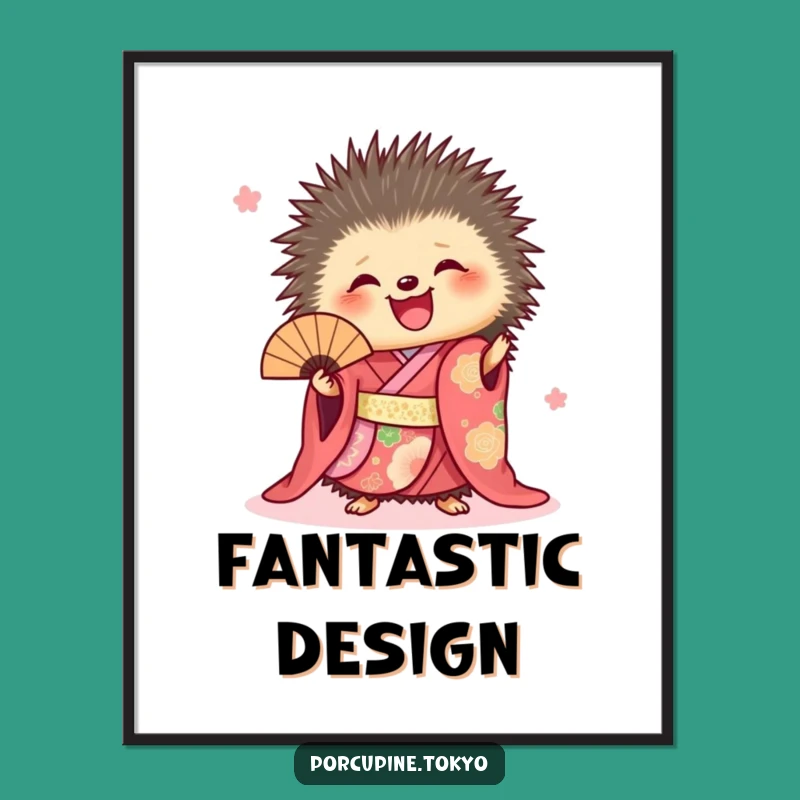 Funny Porcupine Kimono Digital Print: Vibrant Joy for Your Space
