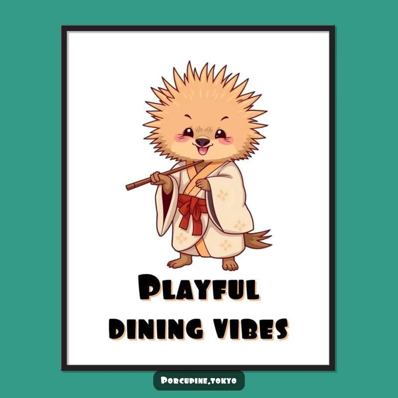 Funny Playful Porcupine Kimono Digital Art - Chopstick Fun Print
