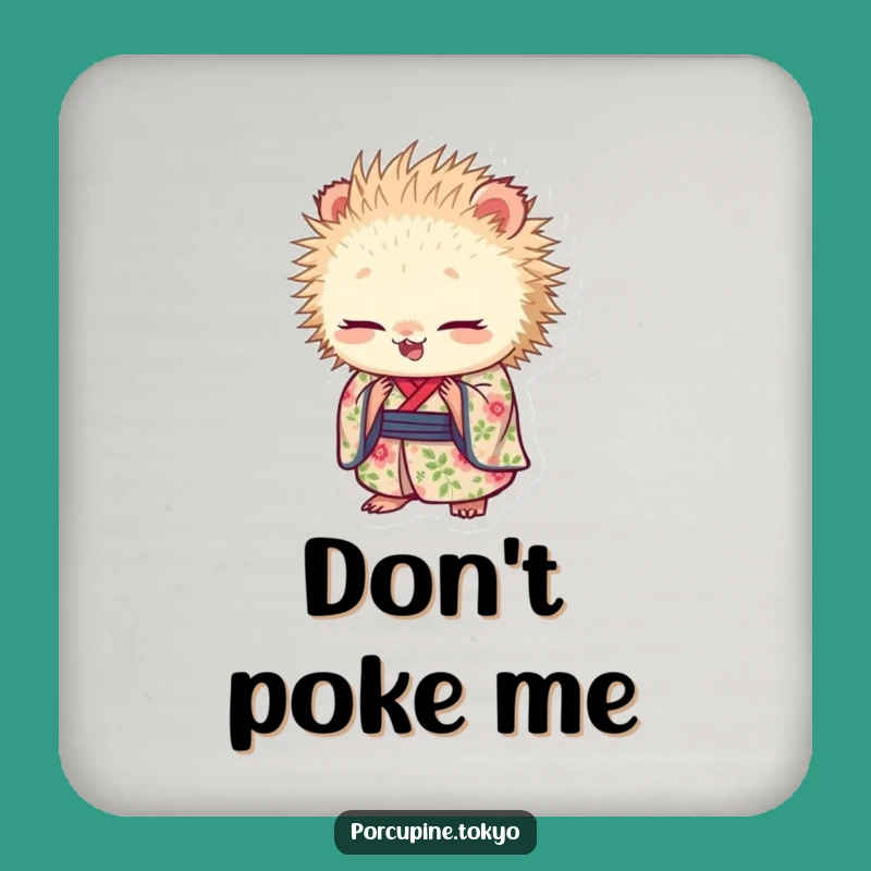 Funny Porcupine Floral Kimono Coaster: Protect Surfaces with Bowing Humor