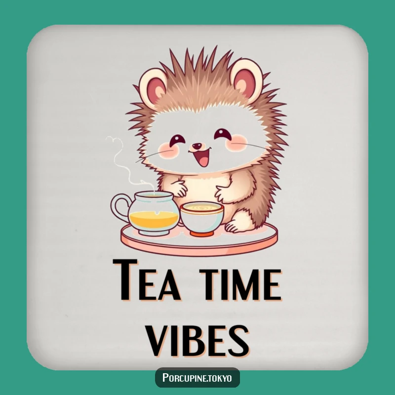 Funny Porcupine Tea Ceremony Coaster: Protect Surfaces with Calm