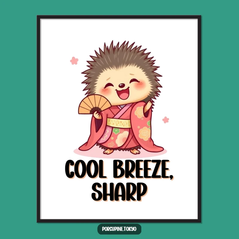 Funny Porcupine Kimono Poster: Vibrant Joy Captured in Art