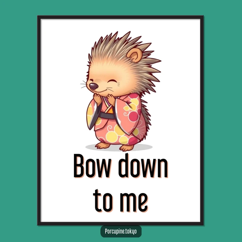 Funny Porcupine Kimono Poster: Graceful Art, a Hilarious Decor Gift