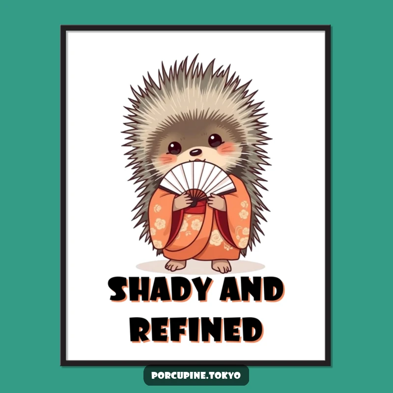 Funny Elegant Porcupine Kimono Poster - Sophisticated Fan Art