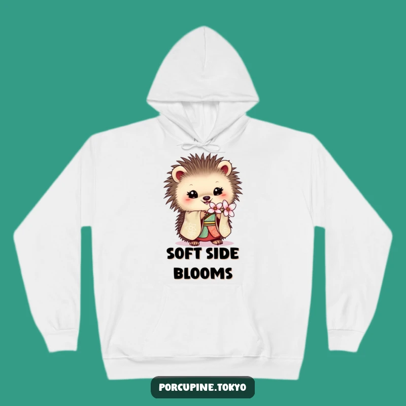 Cozy Funny Porcupine Kimono Hoodie: Warmth with Floral Grace