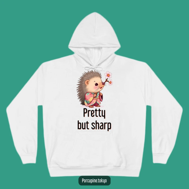 Cozy Curious Porcupine Kimono Hoodie - Funny Cherry Blossom Gift