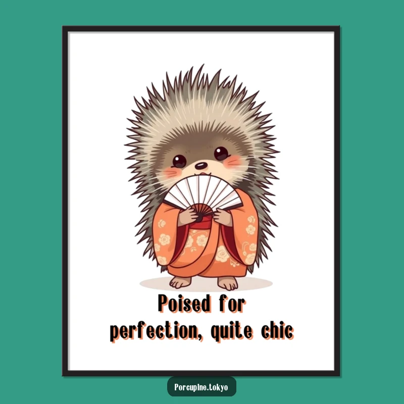 Free Printable Wall Art: Kimono Porcupine Fan Funny Downloadable Art