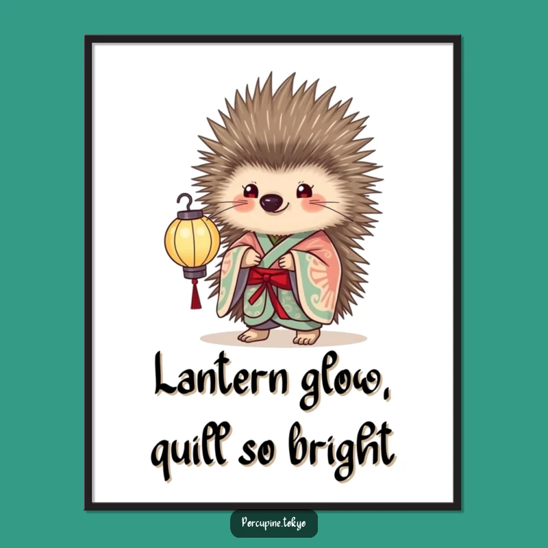 Funny Porcupine Lantern Art Free Printable: Elegant Kimono, Downloadable Whimsical Decor