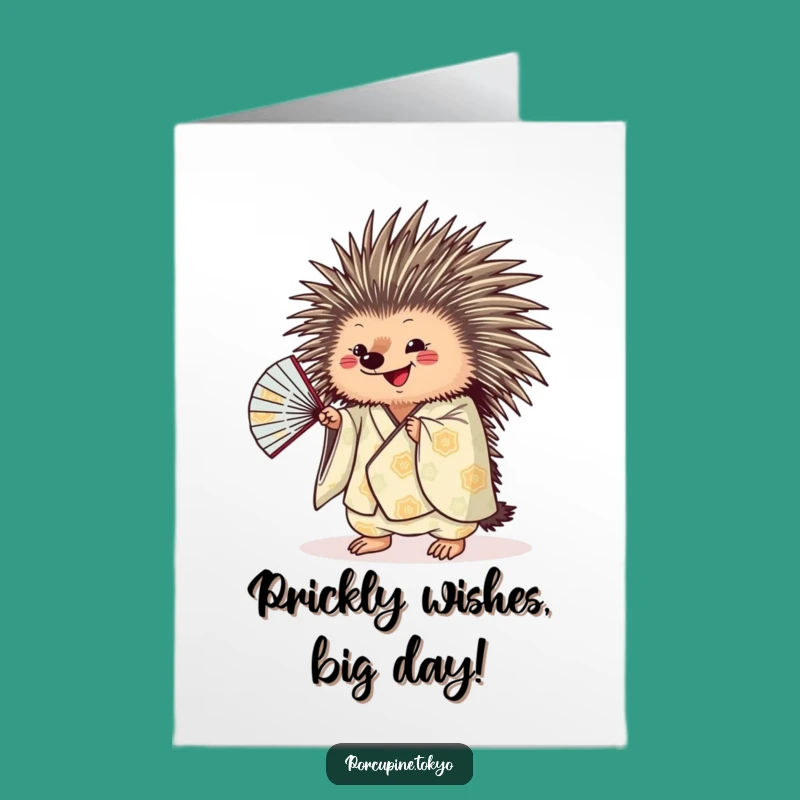 Free Printable Porcupine Kimono Birthday Card: Funny Downloadable Gift for Him or Her