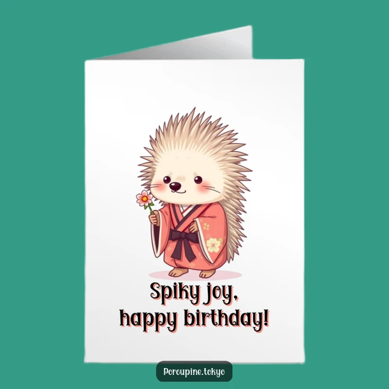 Free Printable Gentle Porcupine Birthday Card: Sweet, Funny Downloadable Gift for Loved Ones