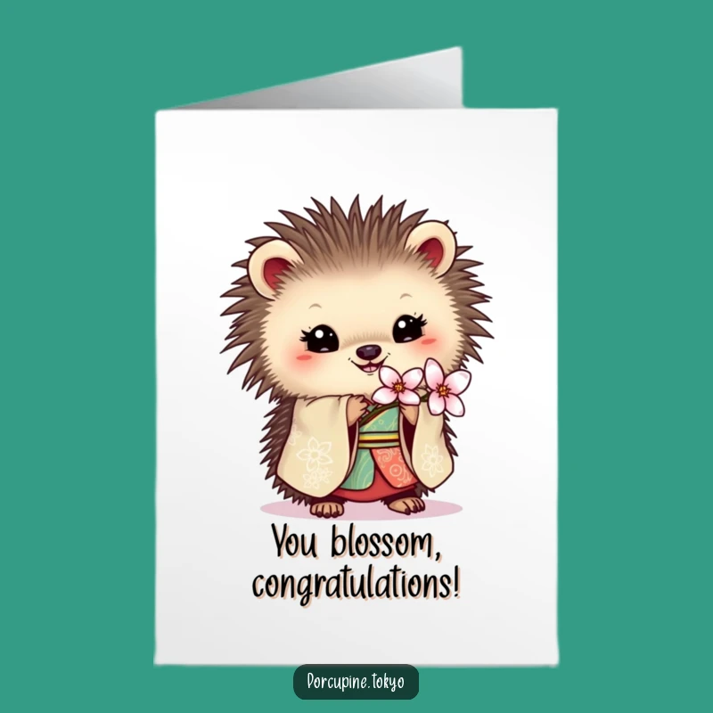 Free Printable Congrats Card: Porcupine Blossom Celebration Downloadable Gift