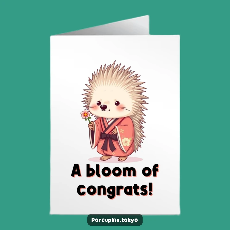 Free Printable Kimono Porcupine Congrats Card: Charming Downloadable Gift for Big Wins