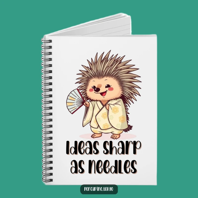 Funny Porcupine Notebook: Kimono Fan Journal, Hilarious Gift for Writers