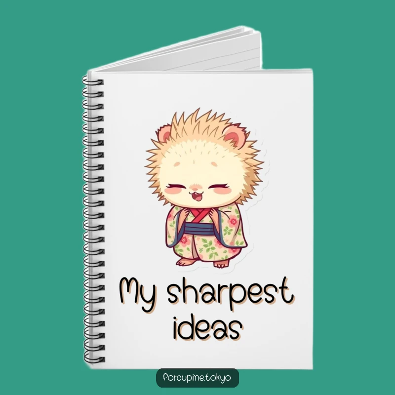 Funny Porcupine Floral Kimono Notebook: Jot Down Ideas with Bowing Charm