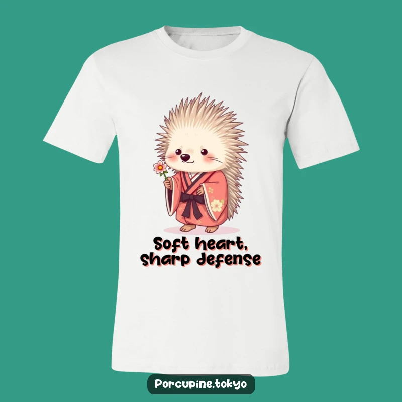 Funny Porcupine T-Shirt: Kind Kimono Flower Offer, Humorous Gift Tee