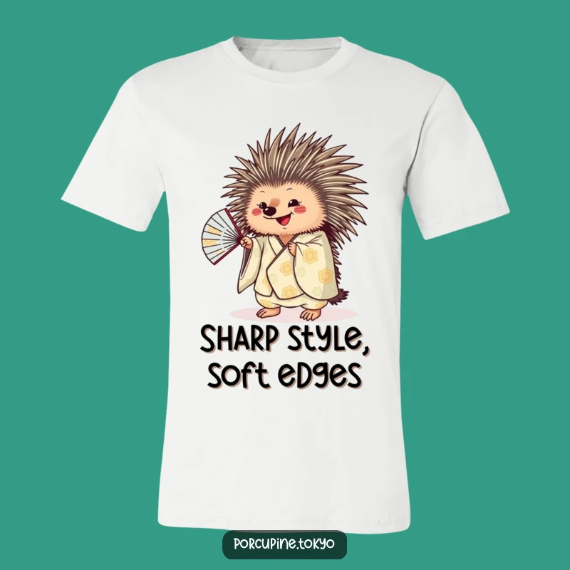 Funny Porcupine T-Shirt: Quirky Kimono Fan Tee, Perfect Humorous Gift