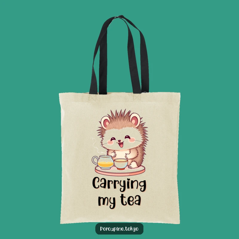 Funny Porcupine Tea Ceremony Tote Bag: Carry Calm and Charm