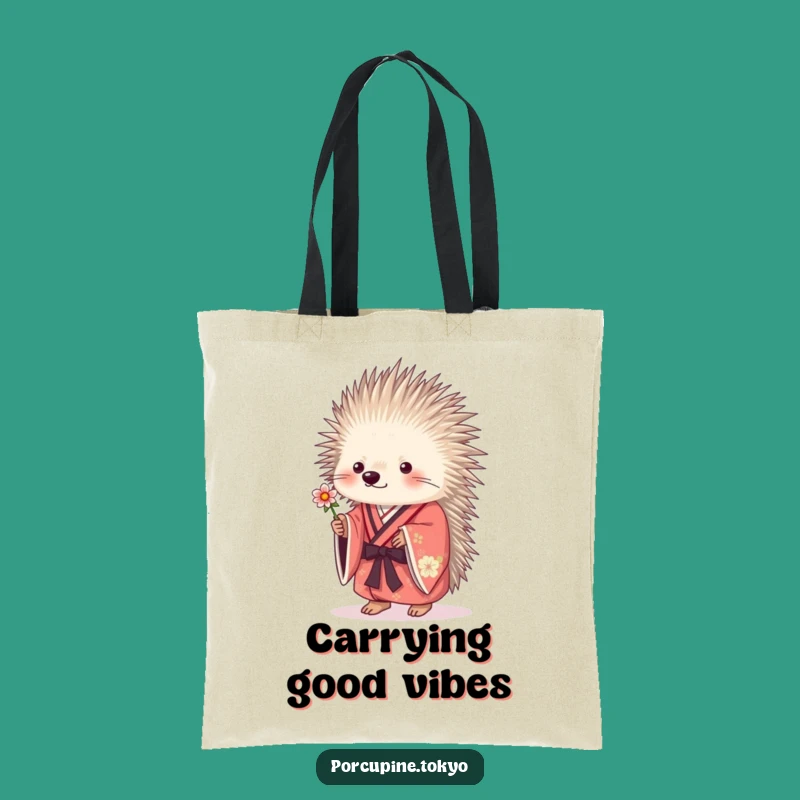 Funny Porcupine Tote Bag: Floral Kimono Gift, Stylish Humorous Carryall
